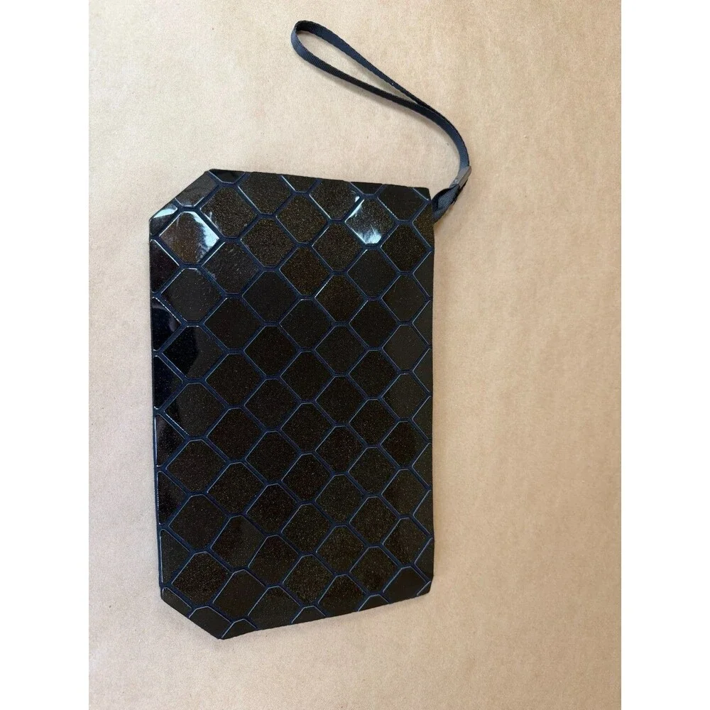 Emilio Pepe Italy Black Geometric Mosaic Clutch Purse Mod Cocktail Evening Retro